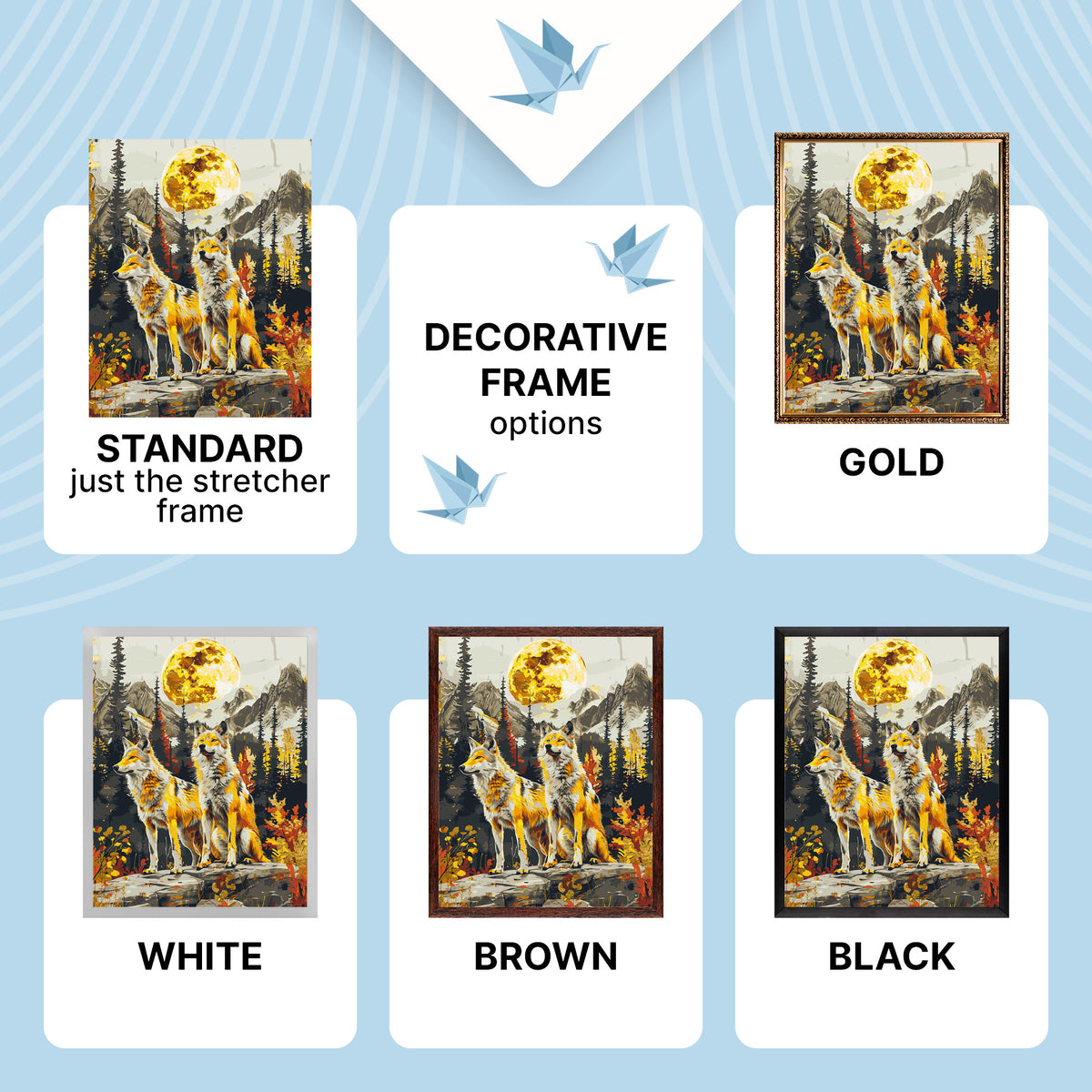 Paint by Numbers on a 40×50 cm Frame – Pair of Wolves with Metallic Paints – Landscape/Animals – LW 30450