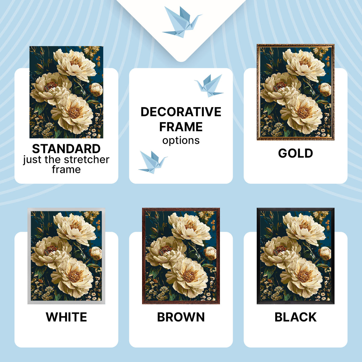 Paint by Numbers on a 40×50 cm Frame – Velvet Peonies – Flowers – LW 3064-01