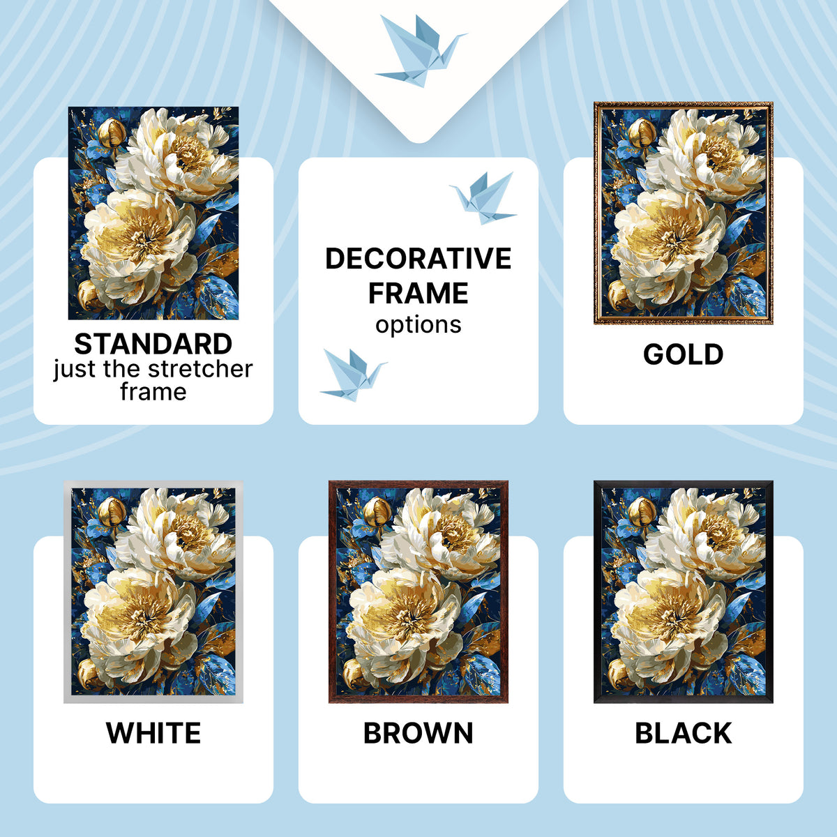 Paint by Numbers on a 40×50 cm Frame – Royal Peonies with Metallic Paints – Flowers – LW 31470-01