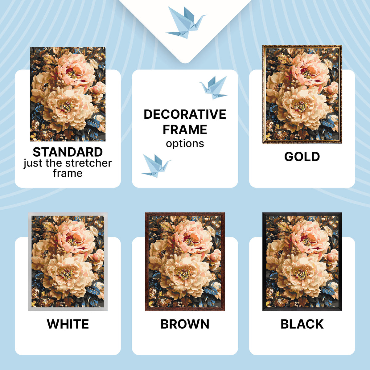 Paint by Numbers on a 40×50 cm Frame – Caramel Peonies – Flowers – LW 3330-01