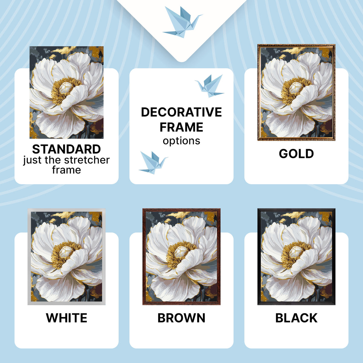 Paint by Numbers on Frame 40*50 cm Flowers. White Peony with Metallic Paints LW 3429