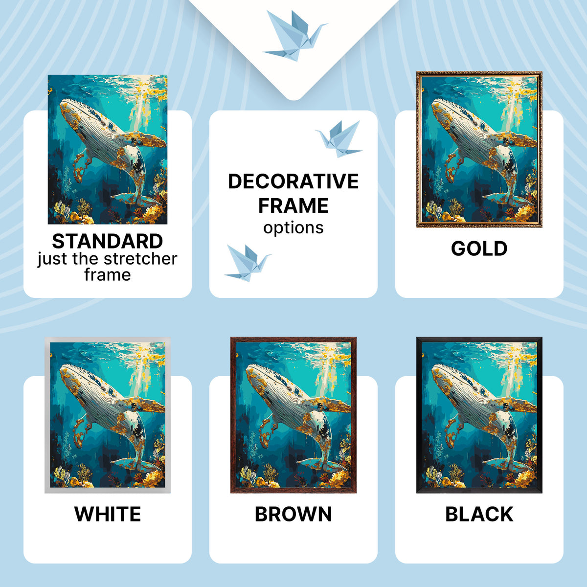 Paint by Numbers on a 40*50 cm frame Undersea world, whale with Metallic Paints LW 3495