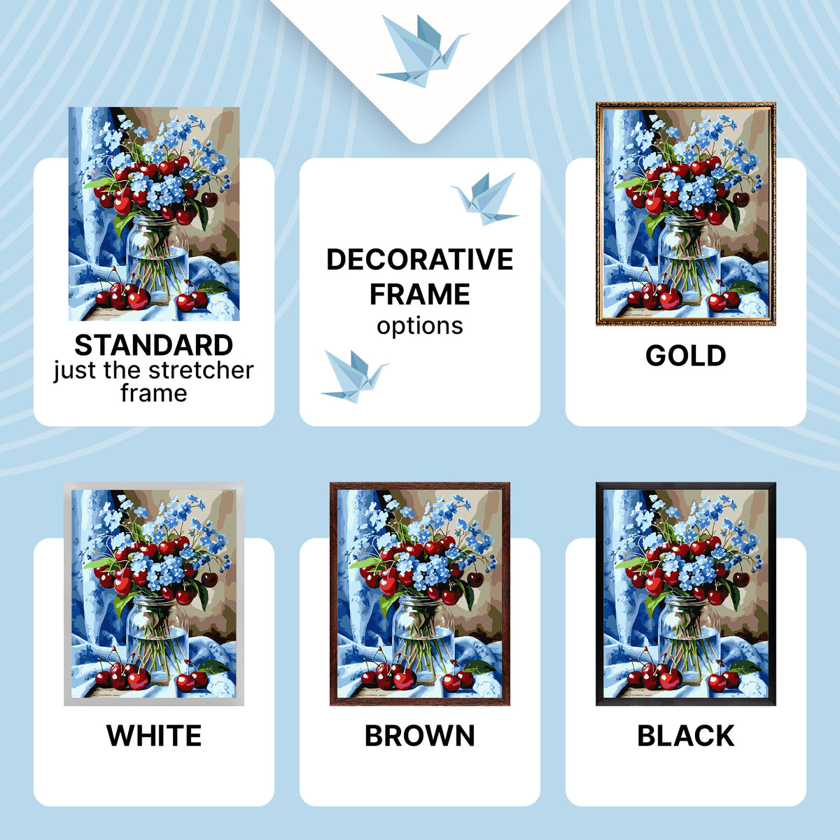 Paint by numbers on a 40*50 cm frame – Still Life/Flowers. Bouquet of flowers with cherries LW 3505