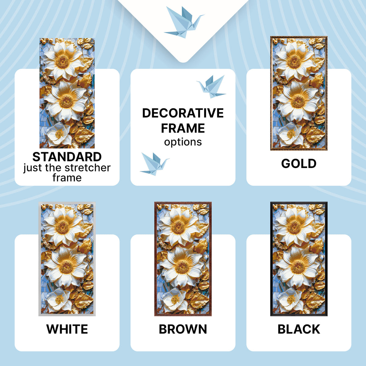 Paint by Numbers on a 40×80 cm Frame – Majestic Flowers with Metallic Paints – Flowers – LW 5103