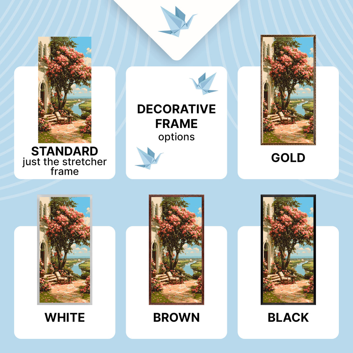 Paint by Numbers on a 40×80 cm Frame – Garden by the River – Landscape/Flowers – LW 5168