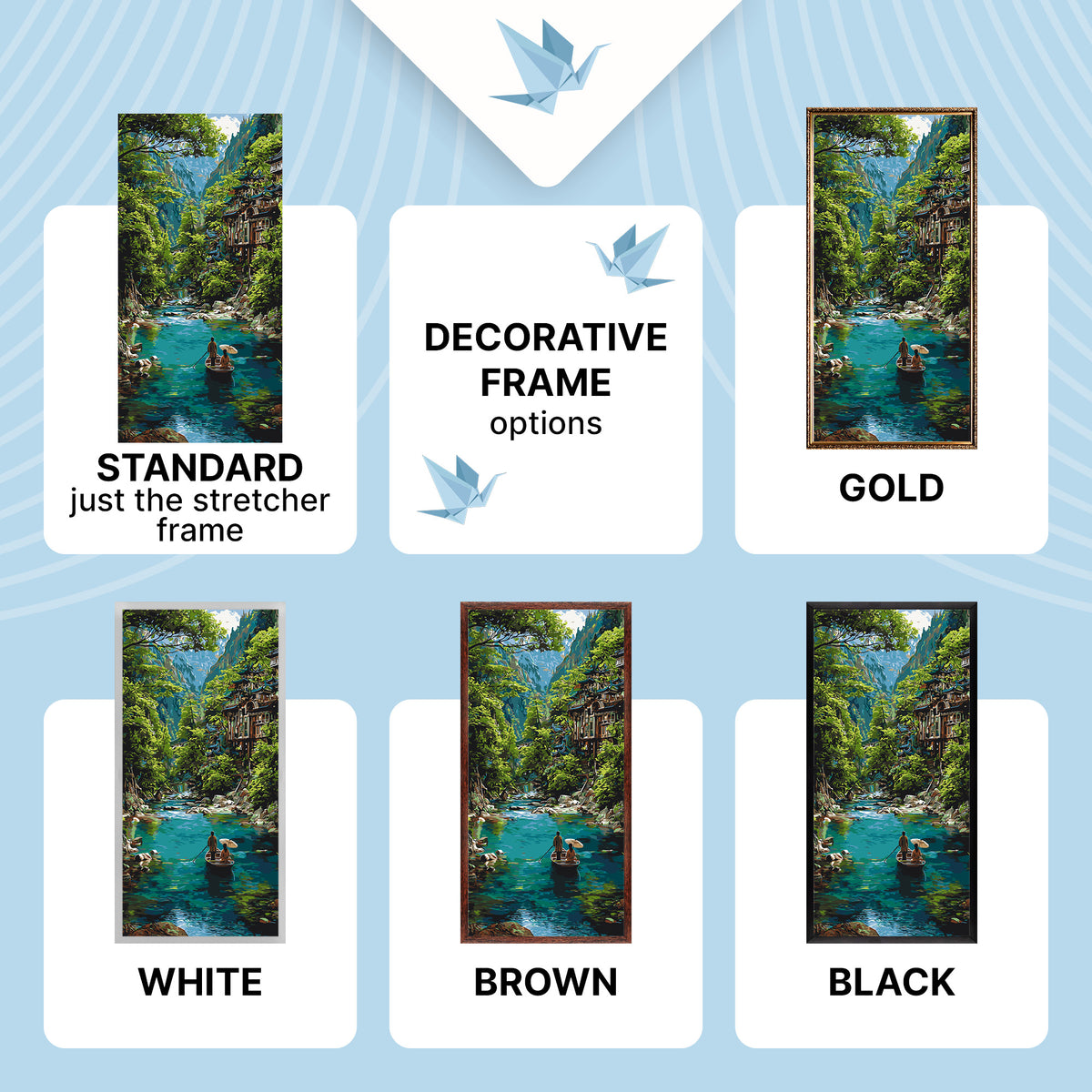 Paint by Numbers on a 40×80 cm Frame – Boat in the Emerald Canyon – Landscape – LW 5212