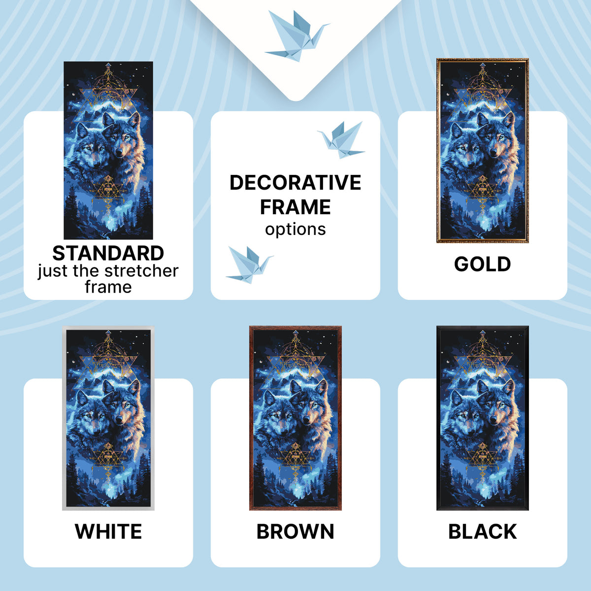 Paint by Numbers on a 40×80 cm Frame – Pair of Wolves with Metallic Paints – Animals – LW 5223