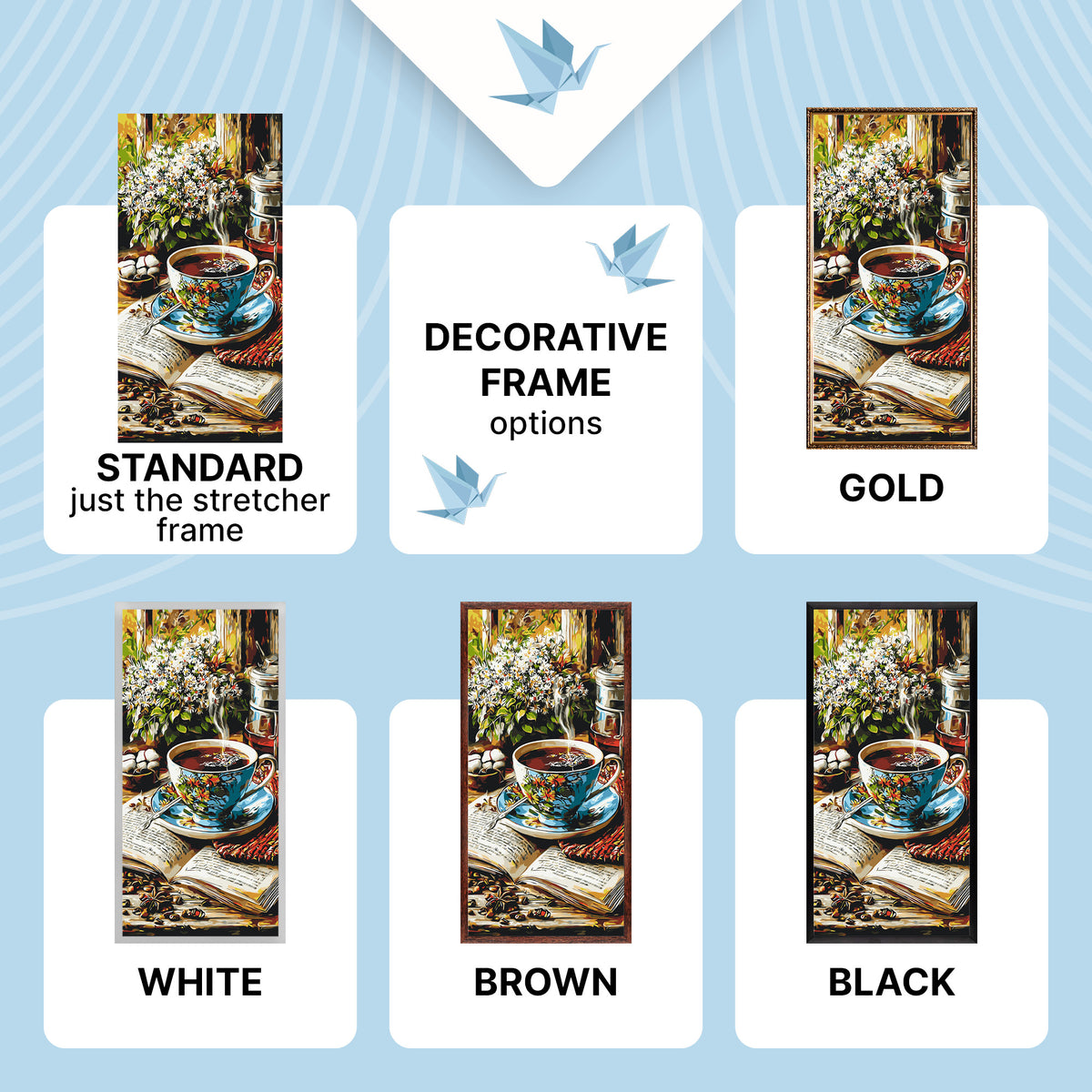 Paint by Numbers on a 40×80 cm Frame – Stories over a Cup of Coffee – Flowers/Still Life – LW 5237