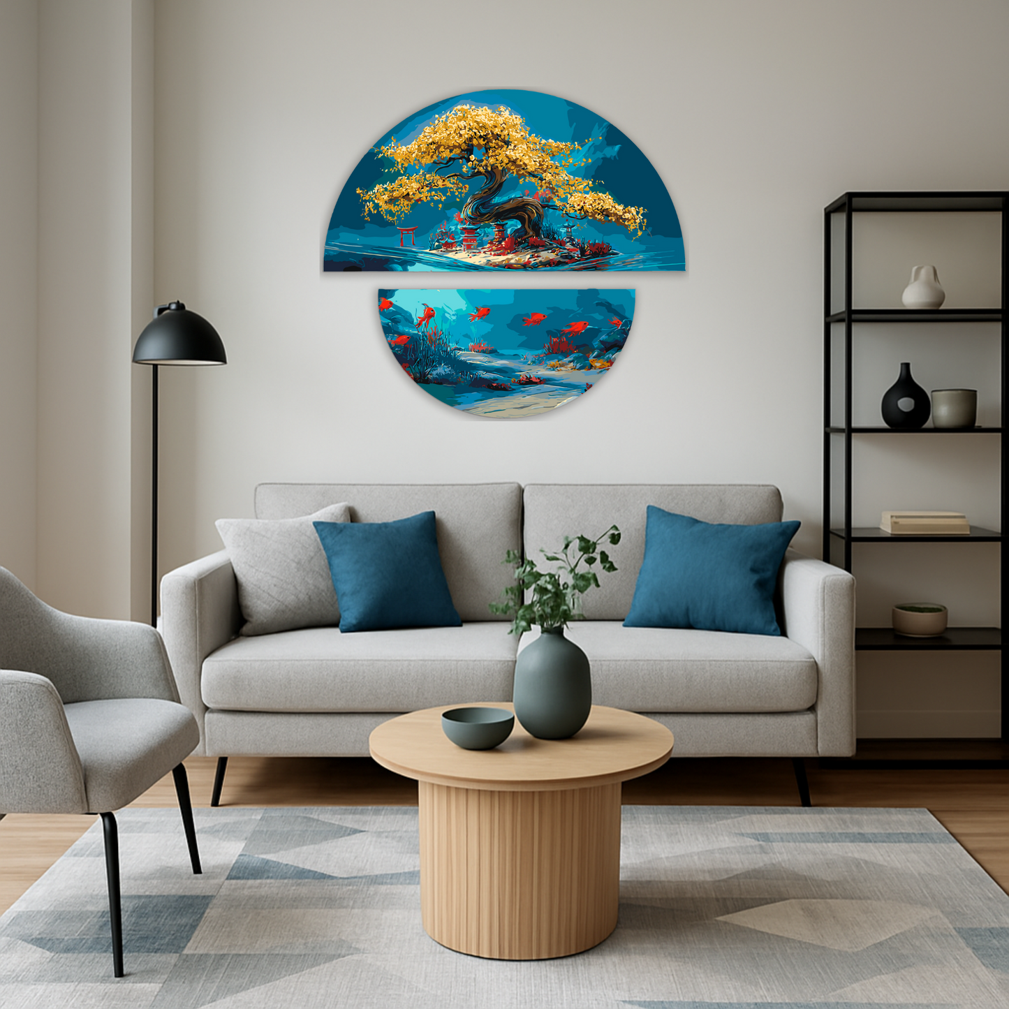 Paint by Numbers on a 70*70 cm frame Landscape. The magic of nature: land and sea with Metallic Paints (half-circles) OSR 1010
