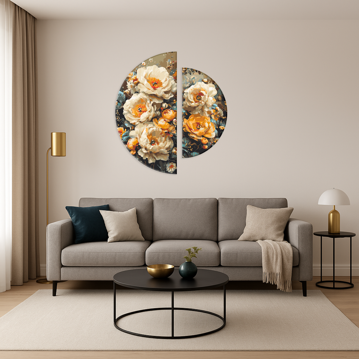 Maľovanie podľa čísel na ráme ⌀50 cm + ⌀70 cm - Harmónia lupienkov - Kvety - OSR 1020