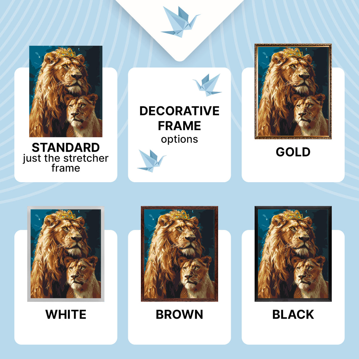 Paint by Numbers on a 40*50 cm frame Animals. Lion and Lioness with Metallic Paints LW 0320