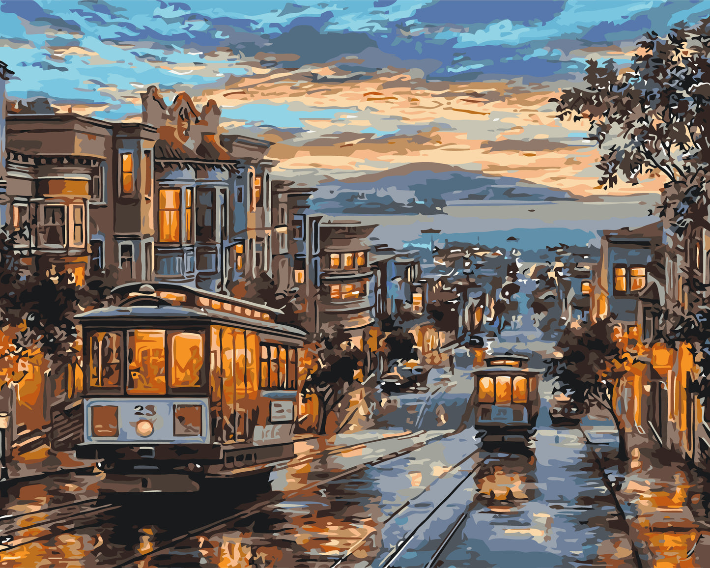 Paint by numbers on frame 40*50 cm – Evening Tram LW 174