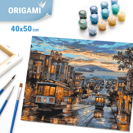 Paint by numbers on frame 40*50 cm – Evening Tram LW 174