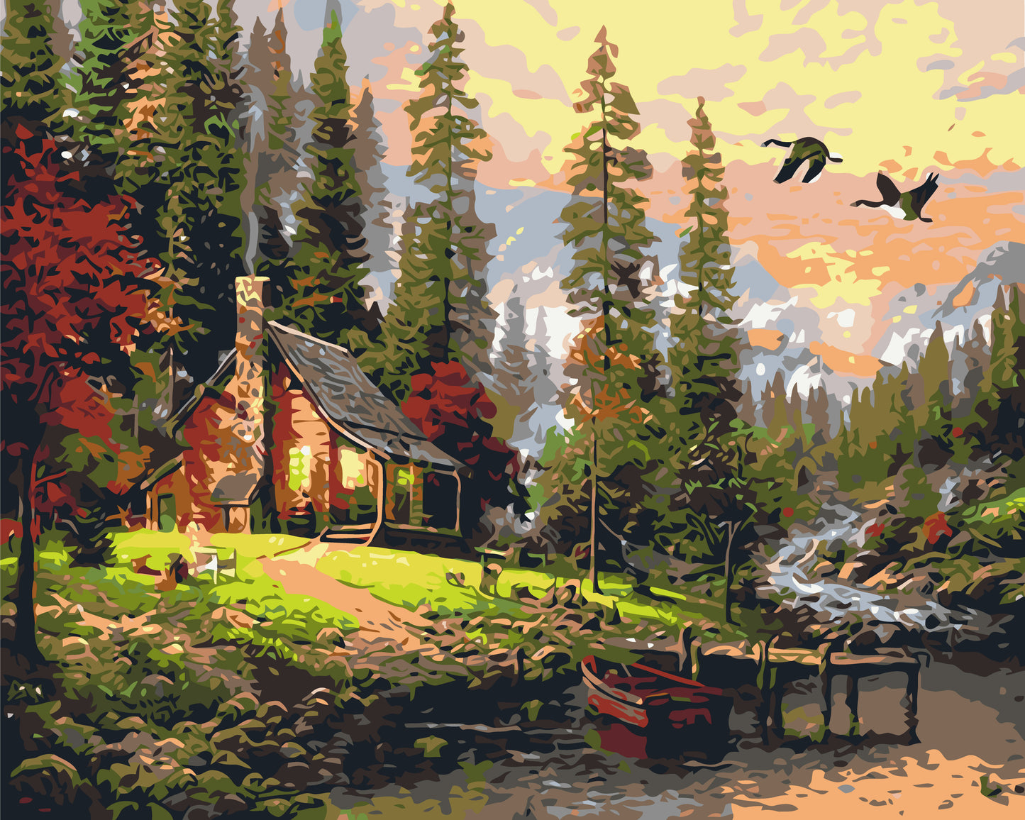 Paint by Numbers on a 40*50 cm frame, landscape – Hunter's Lodge. LW 1831