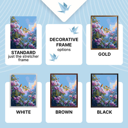 Paint by Numbers on a 40×50 cm Frame – Little Birds Among Peonies – Flowers/Animals – LW 2003-01