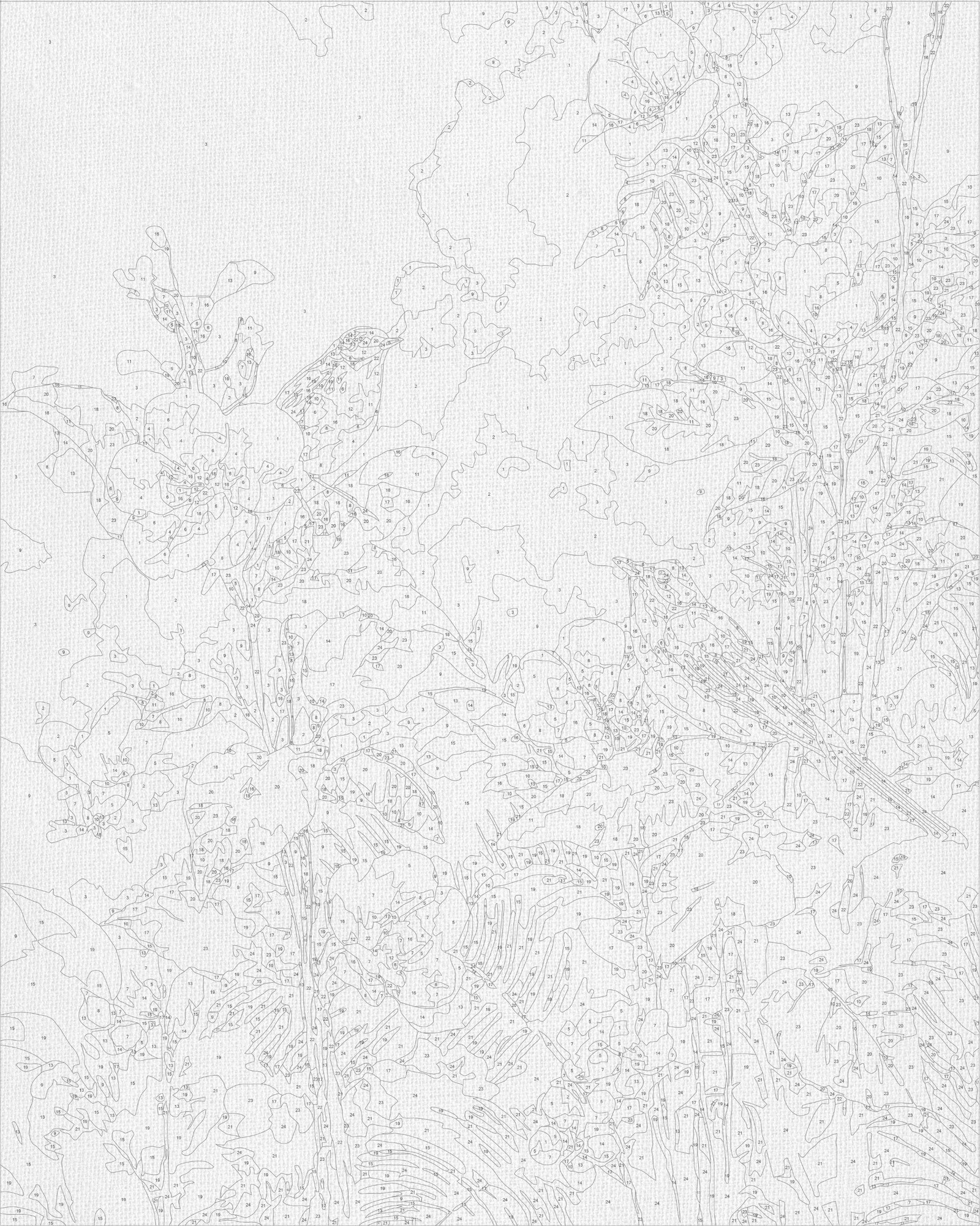 Maľovanie podľa čísel na ráme 40*50 cm - Vtáky medzi jarnými kvetmi - Kvety - LW 2007-01