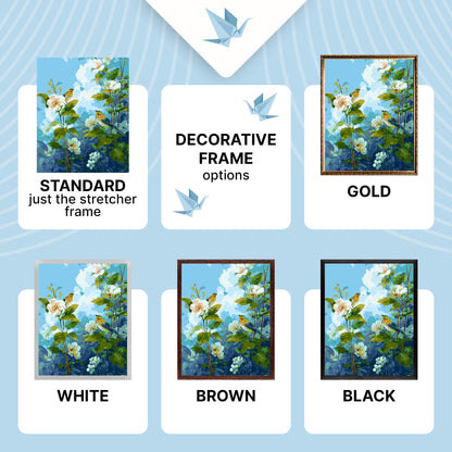 Paint by Numbers on a 40×50 cm Frame – Birds Among Spring Flowers – Flowers/Animals – LW 2007-01