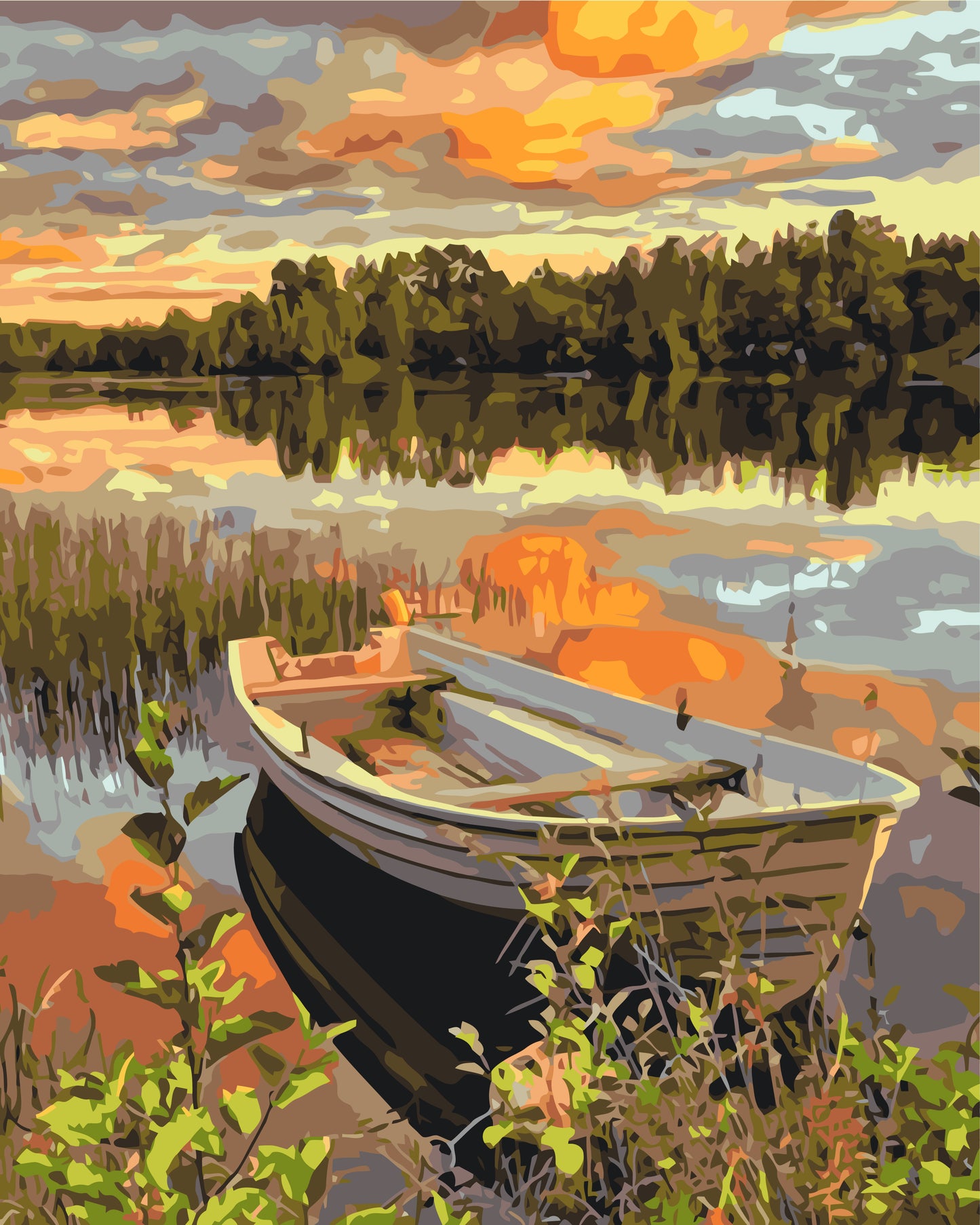 Paint by Numbers on a 40*50 cm frame landscape – Boat at Sunset LW 2196