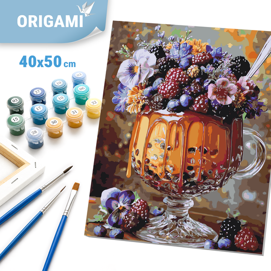 Paint by Numbers on a 40x50 cm frame - Floral Berry Dessert - Still Life - LW 3003-01