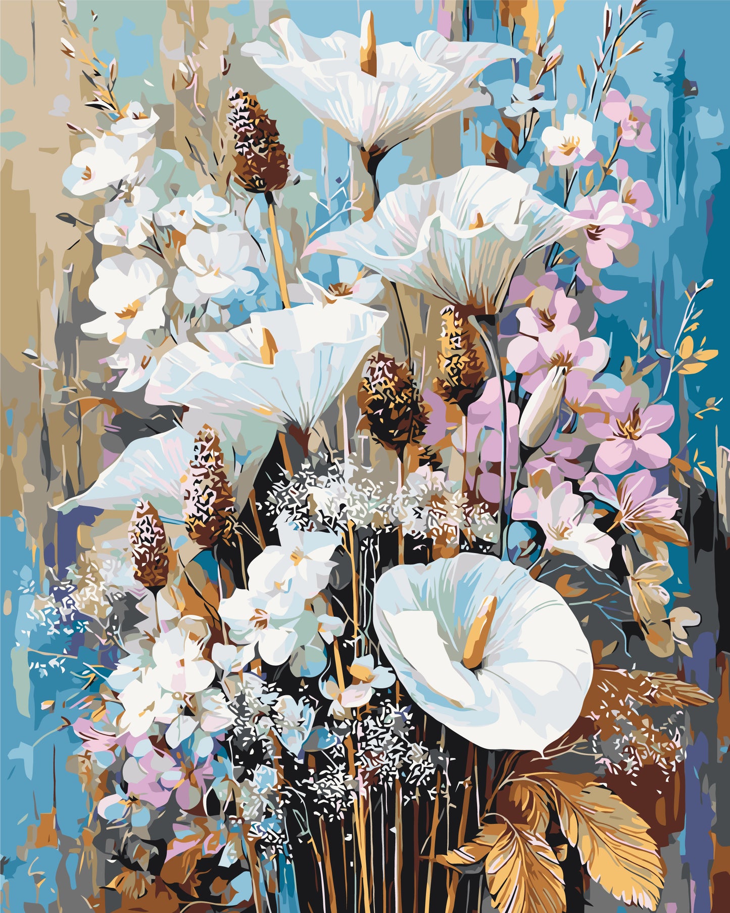 Maľovanie podľa čísel na ráme 40*50 cm - Jarné kaly - Kvety - LW 3006-01