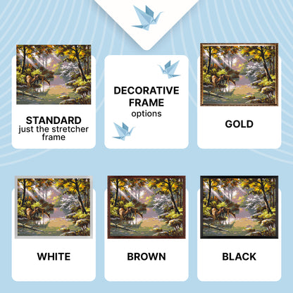 Paint by Numbers on a 40*50 cm frame – : Deer at the waterhole LW 3008