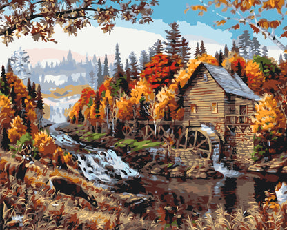 Maľovanie podľa čísel na ráme 40*50 cm - Domček v lese - Krajinka - LW 3013