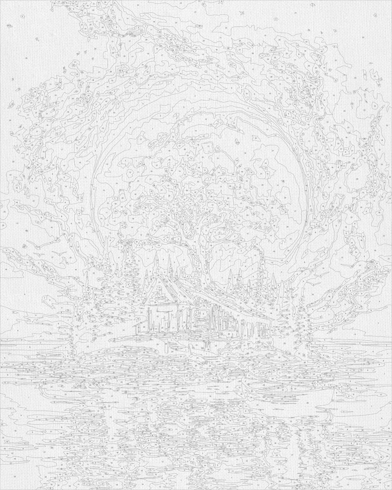 Maľovanie podľa čísel na ráme 40*50 cm - Ostrov ticha - Krajinka s metalickými farbami - LW 3014-01