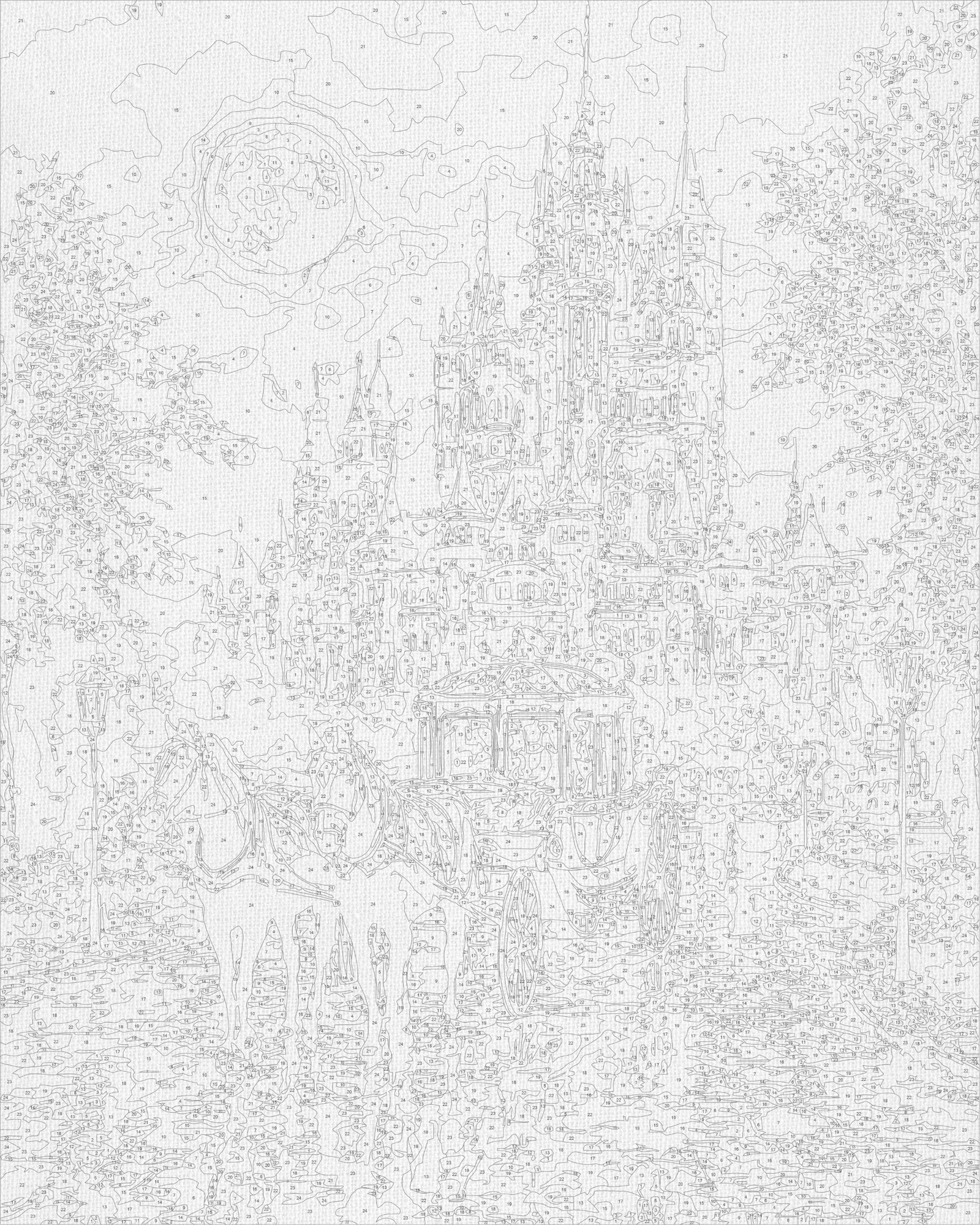 Maľovanie podľa čísel na ráme 40*50 cm - Cesta k palácu - Krajinka s metalickými farbami - LW 3026-01