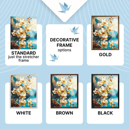 Paint by Numbers on a 40×50 cm Frame – Orchids with Metallic Paints – Landscape/Flowers – LW 30311