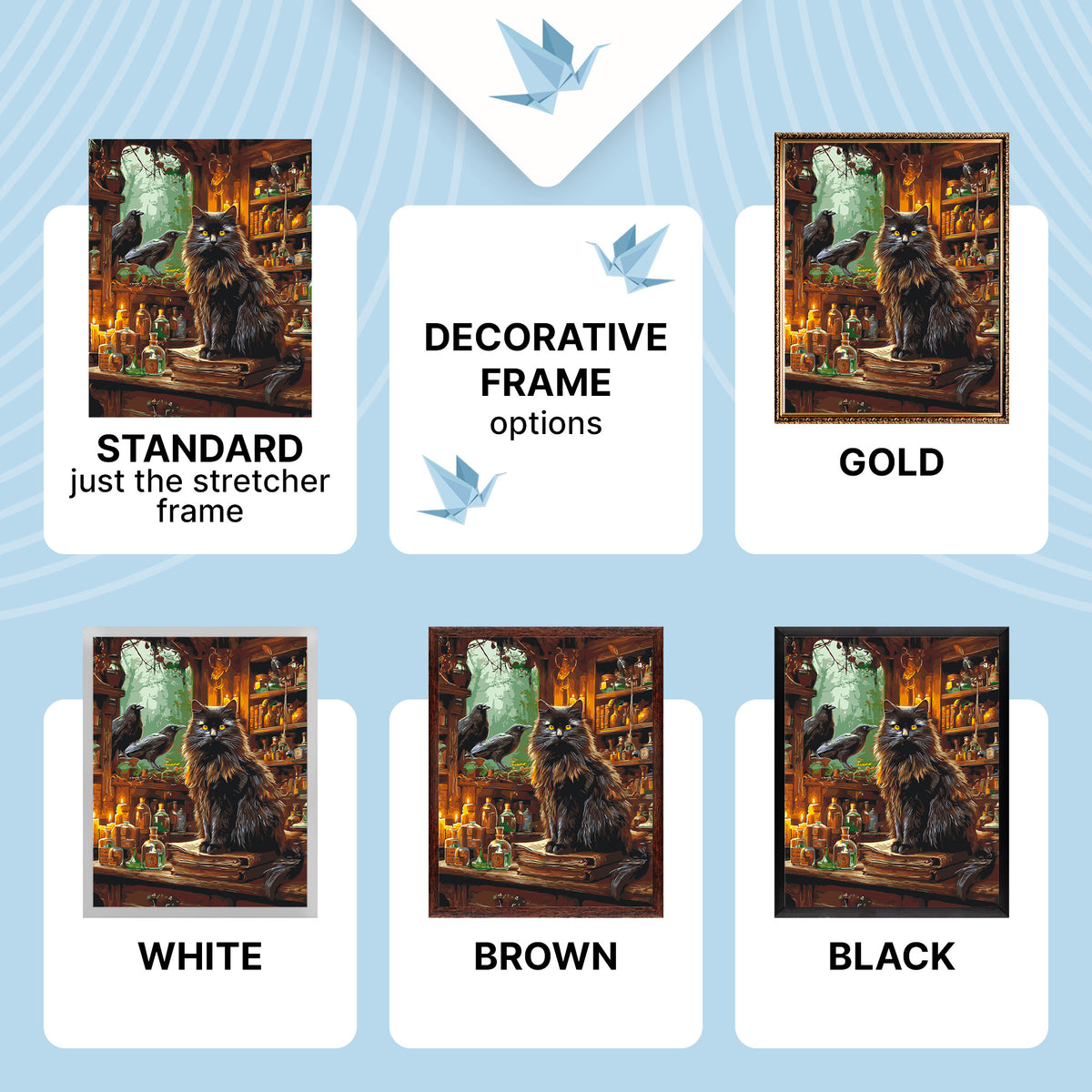 Paint by Numbers on a 40×50 cm Frame – Black Cat and the Magic of Potions – Animals – LW 3039-01