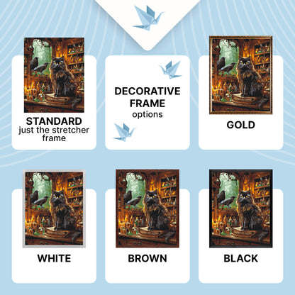 Paint by Numbers on a 40×50 cm Frame – Black Cat and the Magic of Potions – Animals – LW 3039-01