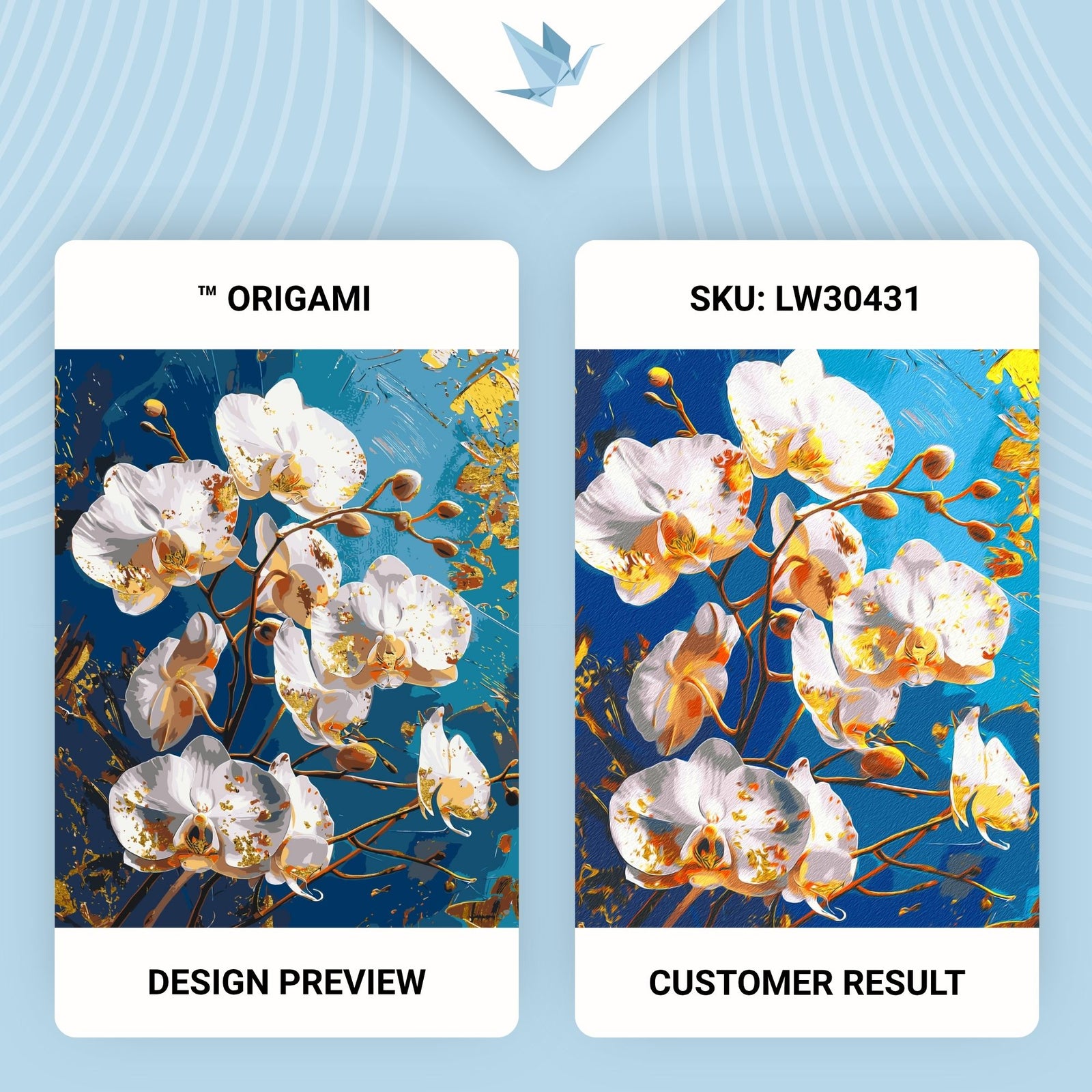 Paint by Numbers on a 40*50 cm frame - Flowers. Orchid flower on a blue background. With metallic paints LW 30431