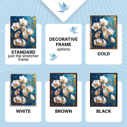 Paint by Numbers on a 40*50 cm frame - Flowers. Orchid flower on a blue background. With metallic paints LW 30431