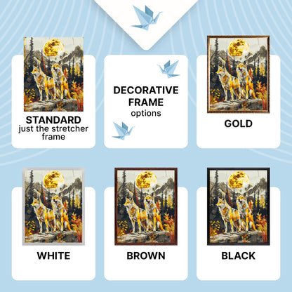 Paint by Numbers on a 40×50 cm Frame – Pair of Wolves with Metallic Paints – Landscape/Animals – LW 30450