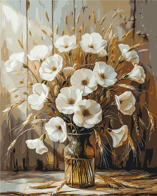 Paint by Numbers on canvas 40*50 cm Flowers. Bouquet of Poppies with Metallic Paints LW 30491