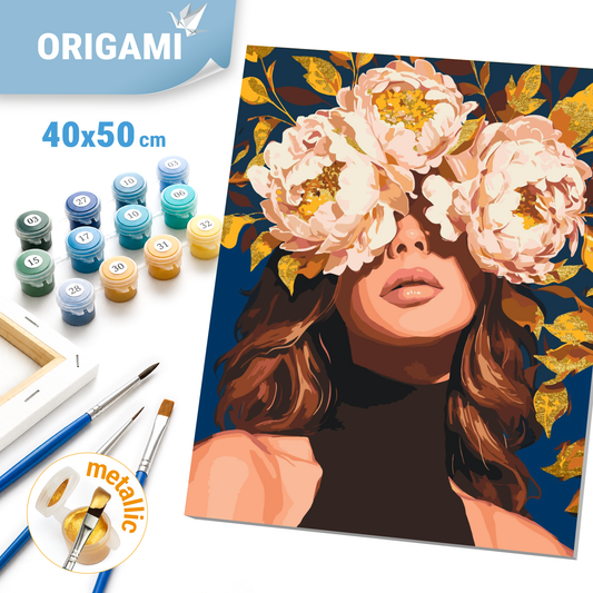 Paint by Numbers on a 40x50 cm frame - Girl Among Delicate Peonies - People/Flowers - LW 30521