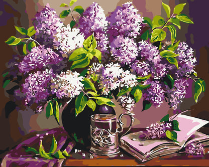 Maľovanie podľa čísel na ráme 40*50 cm - Kytica orgovánu - Zátišie/Kvety - LW 3075