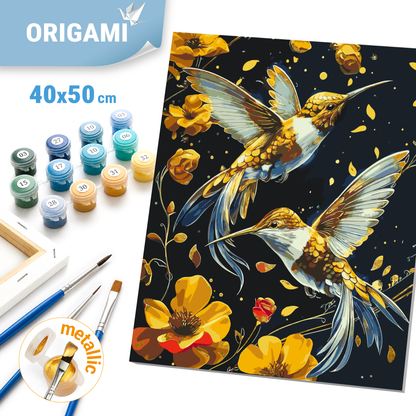 Paint by Numbers on Frame 40*50 cm Dance of Birds with Metallic Colors LW 30759