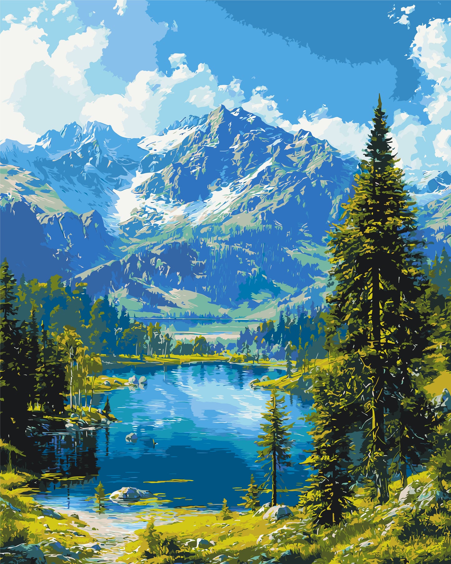 Paint by numbers on a 40*50 cm frame - Mountain Serenity LW 30990