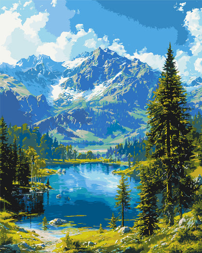 Paint by numbers on a 40*50 cm frame - Mountain Serenity LW 30990