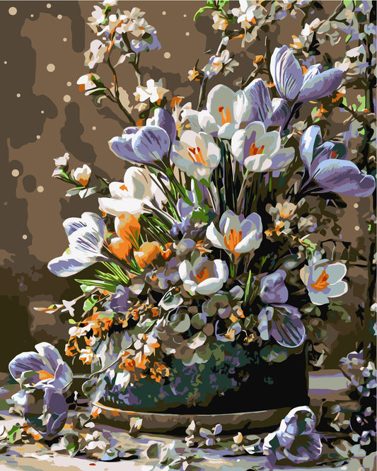 Maľovanie podľa čísel na ráme 40*50 cm - Jarné krokusy - Kvety - LW 31520-01