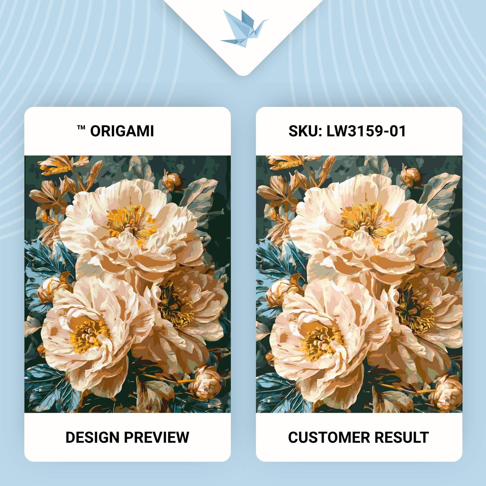 Paint by Numbers on Frame 40*50 cm Flowers - Beige Peonies with Metallic Paints LW 3159-01
