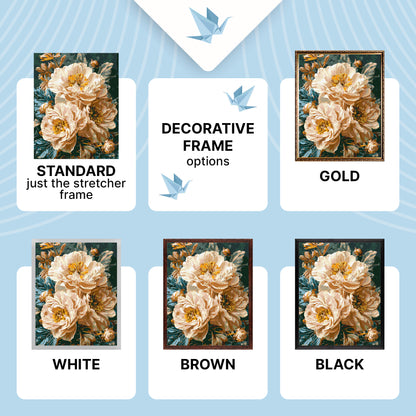 Paint by Numbers on Frame 40*50 cm Flowers - Beige Peonies with Metallic Paints LW 3159-01
