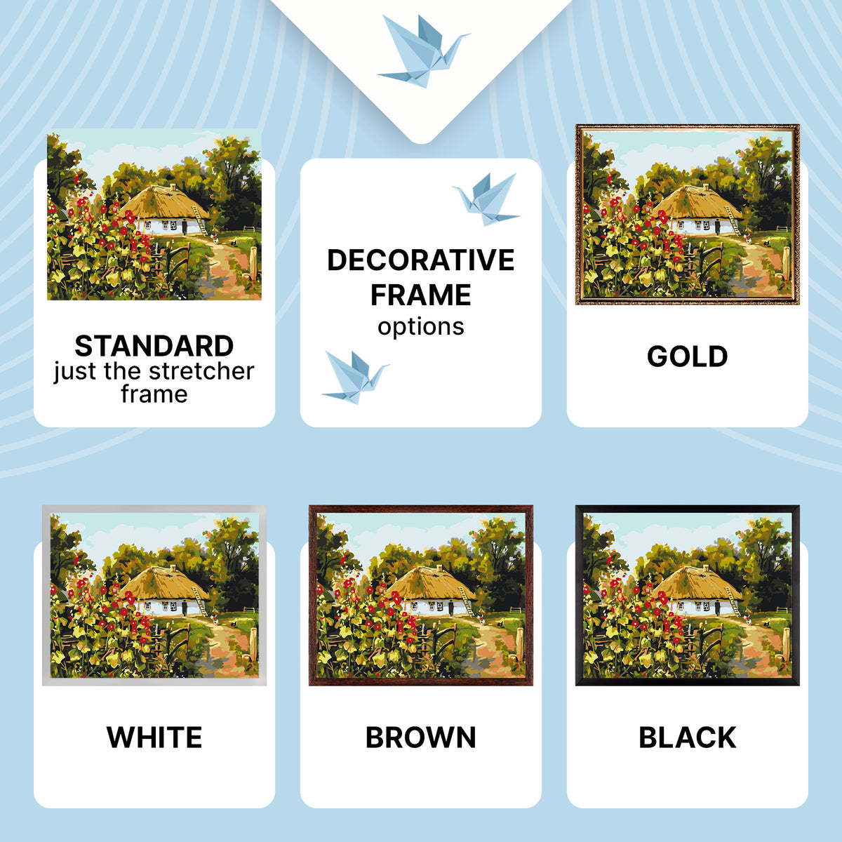 Paint by Numbers on a 40×50 cm Frame – Ukrainian Cottage – Landscape/Flowers – LW 3162