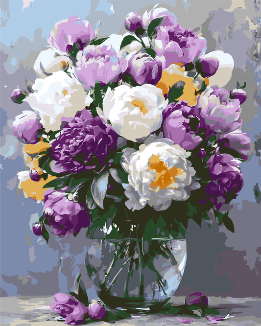 Paint by Numbers on a frame 40*50 cm Flowers - Peonies in a vase LW 3167-01