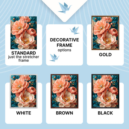 Paint by Numbers on a 40×50 cm Frame – Pink Peonies with Metallic Paints – Flowers – LW 3170-01