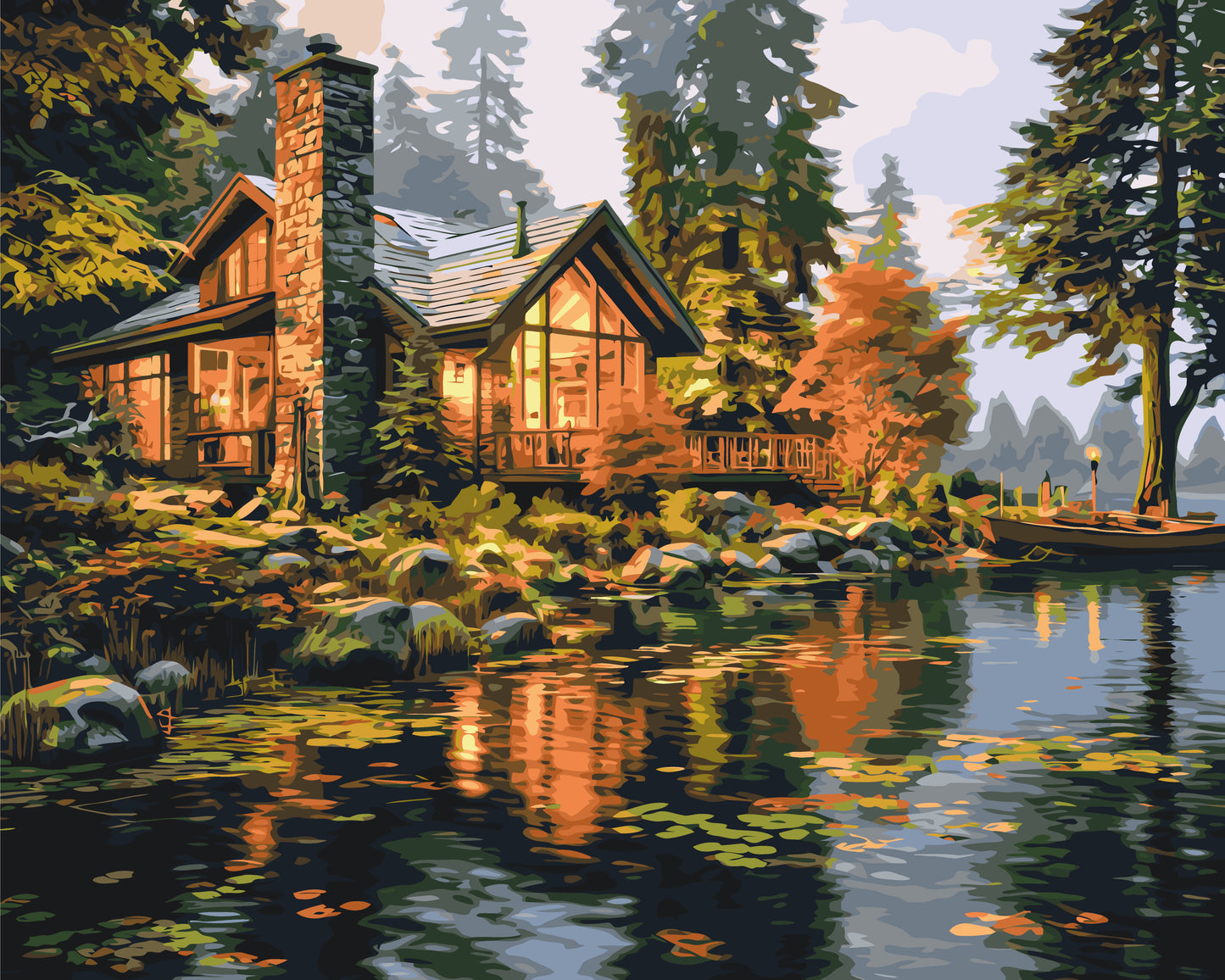 Paint by Numbers on a 40*50 cm frame – Landscape. House by the River LW 31710