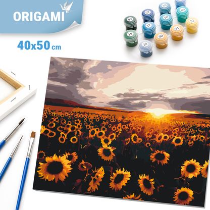 Paint by numbers on a 40*50 cm frame Landscape/Flowers. Sunflower field LW 3175