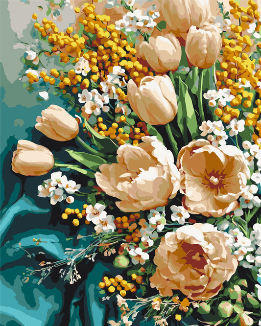 Maľovanie podľa čísel na ráme 40*50 cm - Jarné tulipány - Kvety - LW 3178-01
