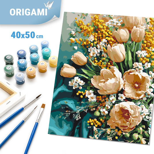 Paint by Numbers on a 40x50 cm frame - Spring Tulips - Flowers - LW 3178-01
